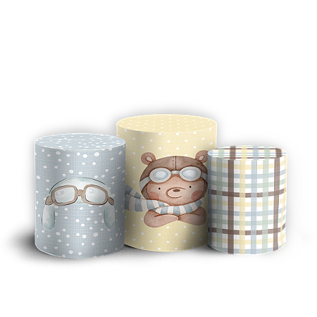 Capas Trio Cilindro Sublimado Vest Facil - Urso