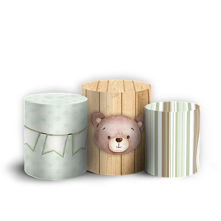 Capas Trio Cilindro Sublimado Vest Facil - Urso