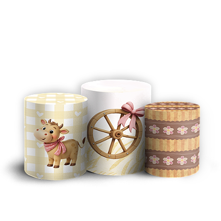 Capas Trio Cilindro Sublimado Vest Facil - Fazendinha