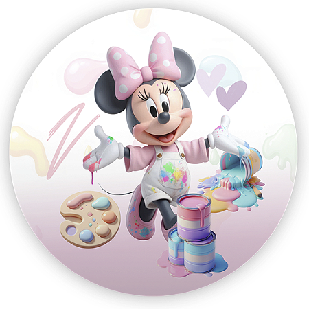 Capa Painel Redondo Sublimado - Minnie