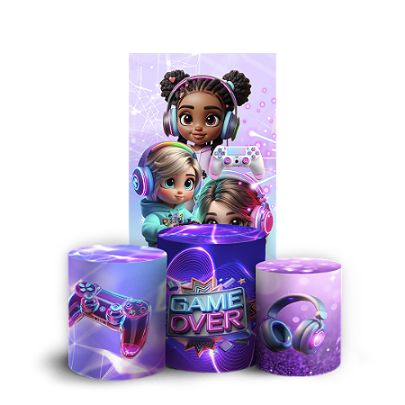 Capas Faixa Lateral e Trio Cilindro Sublimado Vest Facil - Video Games