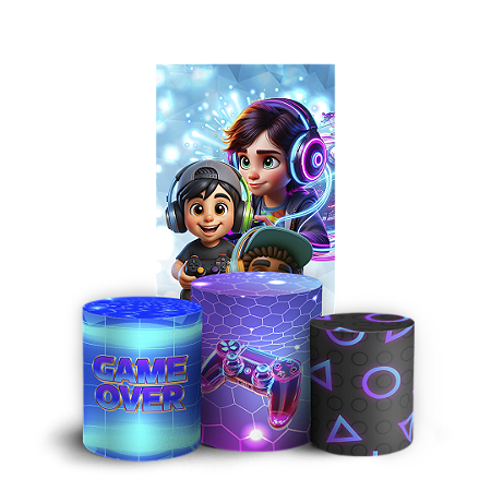 Capas Faixa Lateral e Trio Cilindro Sublimado Vest Facil - Video Games