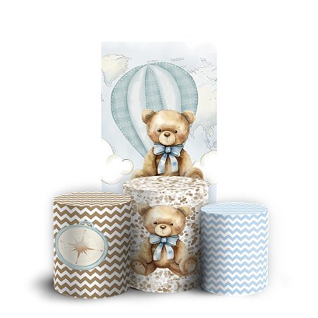 Capas Faixa Lateral e Trio Cilindro Sublimado Vest Facil - Urso