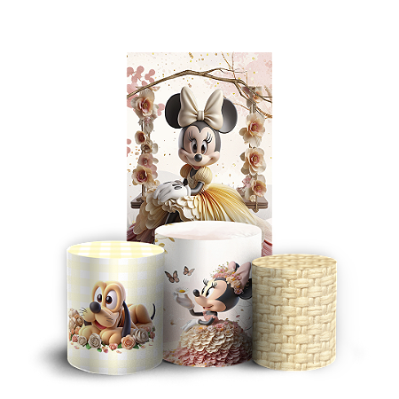 Capas Faixa Lateral e Trio Cilindro Sublimado Vest Facil - Minnie