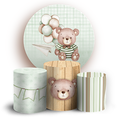 Capas Painel Redondo e Trio Cilindro Sublimado - Urso
