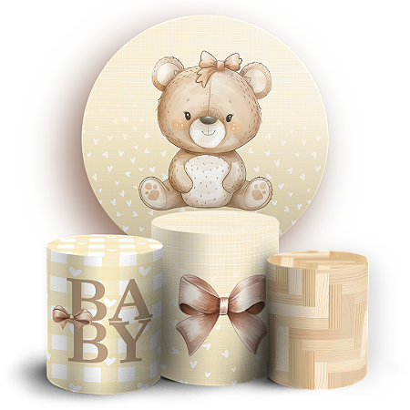 Capas Painel Redondo e Trio Cilindro Sublimado - Urso