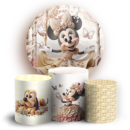 Capas Painel Redondo e Trio Cilindro Sublimado - Minnie