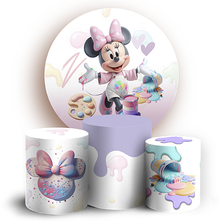 Capas Painel Redondo e Trio Cilindro Sublimado - Minnie