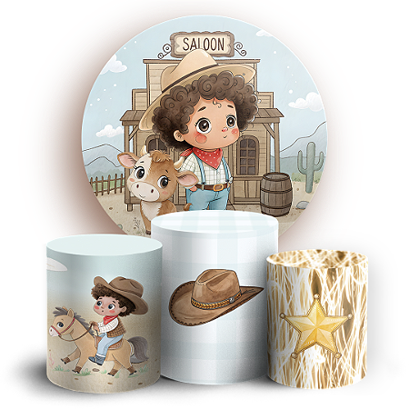 Capas Painel Redondo e Trio Cilindro Sublimado - Fazendinha