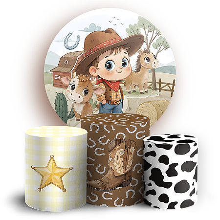 Capas Painel Redondo e Trio Cilindro Sublimado - Fazendinha