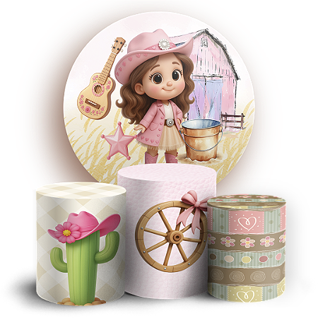 Capas Painel Redondo e Trio Cilindro Sublimado - Fazendinha