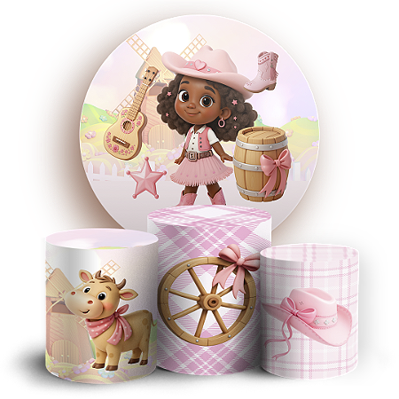 Capas Painel Redondo e Trio Cilindro Sublimado - Fazendinha