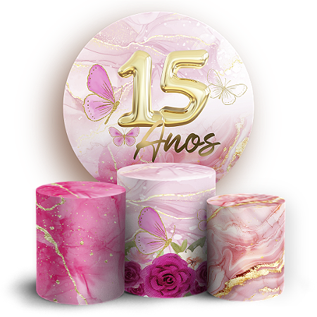 Capas Painel Redondo e Trio Cilindro Sublimado - 15 Anos