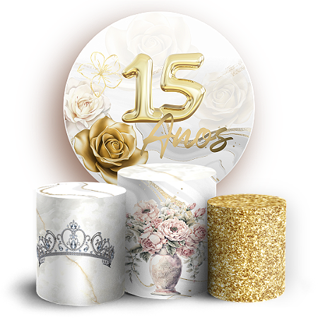 Capas Painel Redondo e Trio Cilindro Sublimado - 15 Anos