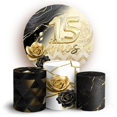 Capas Painel Redondo e Trio Cilindro Sublimado - 15 Anos