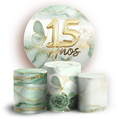 Capas Painel Redondo e Trio Cilindro Sublimado - 15 Anos