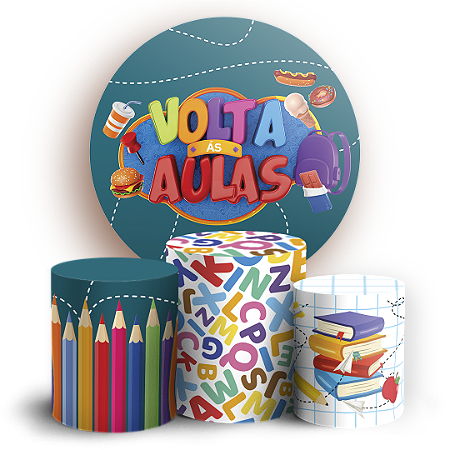 KIT Redondo e Trio Sublimado 3D - Volta as Aulas