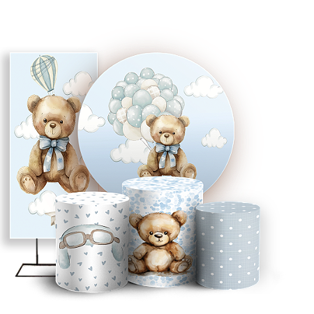 Capas Painel Redondo Trio Cilindro e Faixa Lateral Sublimado - Urso