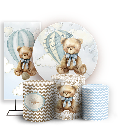 Capas Painel Redondo Trio Cilindro e Faixa Lateral Sublimado - Urso