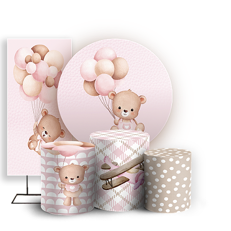 Capas Painel Redondo Trio Cilindro e Faixa Lateral Sublimado - Urso