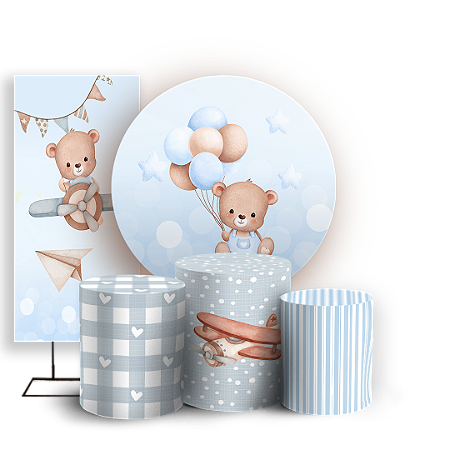 Capas Painel Redondo Trio Cilindro e Faixa Lateral Sublimado - Urso