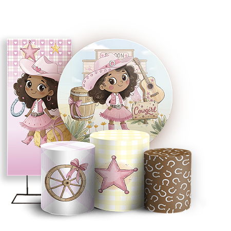 Capas Painel Redondo Trio Cilindro e Faixa Lateral Sublimado - Fazendinha