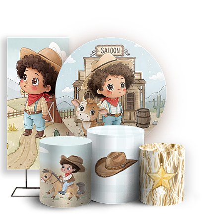 Capas Painel Redondo Trio Cilindro e Faixa Lateral Sublimado - Fazendinha