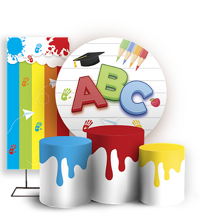 Capas Painel Redondo Trio Cilindro e Faixa Lateral Sublimado - ABC