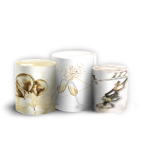 Capas Trio Cilindro Sublimado Vest Facil - Ano Novo