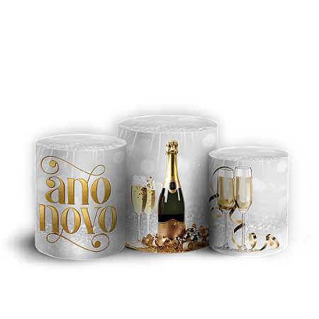 Capas Trio Cilindro Sublimado Vest Facil - Ano Novo