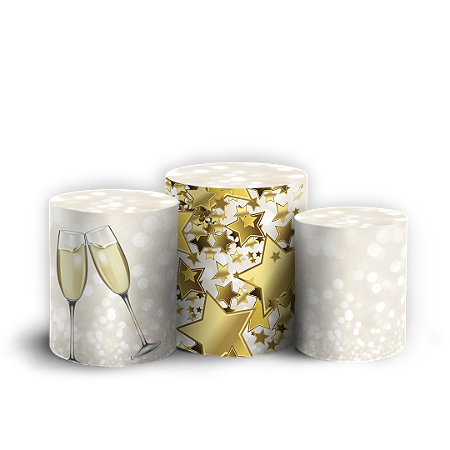 Capas Trio Cilindro Sublimado Vest Facil - Ano Novo