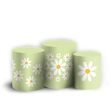 Capas Trio Cilindro Sublimado Vest Facil - Flor Margarida