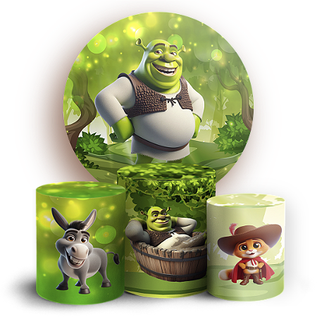 Capas Painel Redondo e Trio Cilindro Sublimado - Shrek