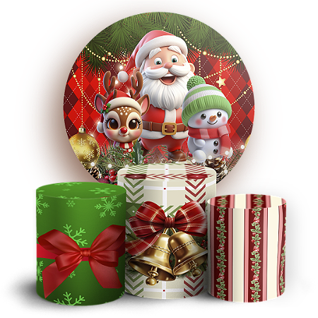Capas Painel Redondo e Trio Cilindro Sublimado - Natal