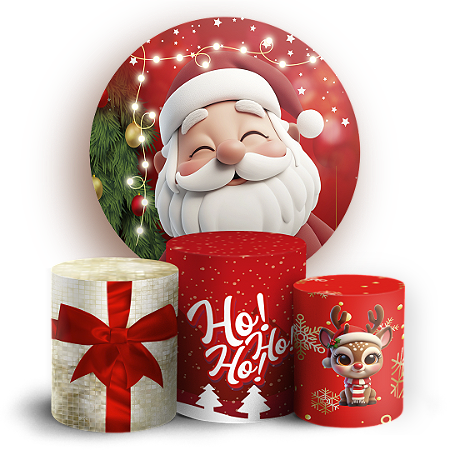 Capas Painel Redondo e Trio Cilindro Sublimado - Natal