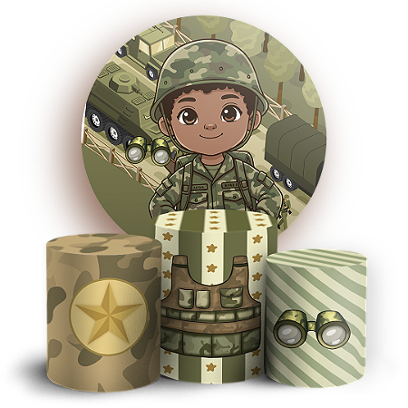 Capas Painel Redondo e Trio Cilindro Sublimado - Exército