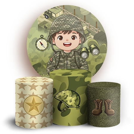 Capas Painel Redondo e Trio Cilindro Sublimado - Exército
