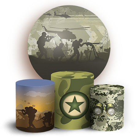 Capas Painel Redondo e Trio Cilindro Sublimado - Exército
