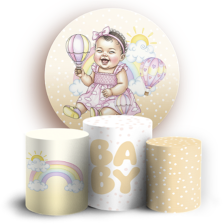 Capas Painel Redondo e Trio Cilindro Sublimado - Criança Baby