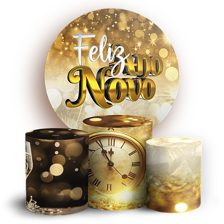 Capas Painel Redondo e Trio Cilindro Sublimado - Ano Novo