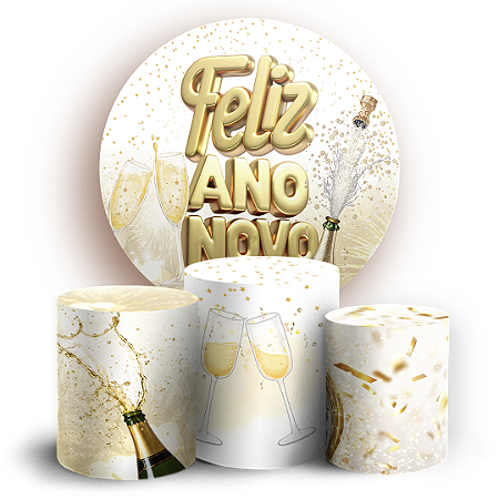 Capas Painel Redondo e Trio Cilindro Sublimado - Ano Novo