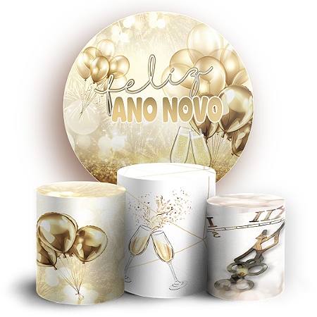 Capas Painel Redondo e Trio Cilindro Sublimado - Ano Novo