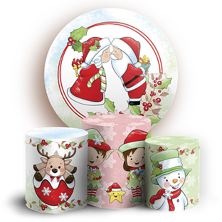 Capas Painel Redondo e Trio Cilindro Sublimado - Natal