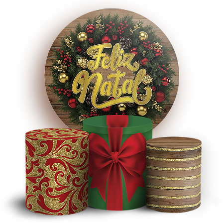 Capas Painel Redondo e Trio Cilindro Sublimado - Natal