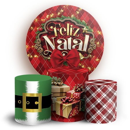 Capas Painel Redondo e Trio Cilindro Sublimado - Natal