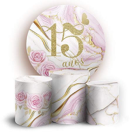 Capas Painel Redondo e Trio Cilindro Sublimado - 15 Anos