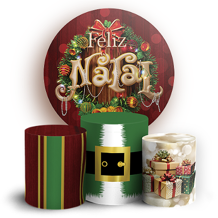 Capas Painel Redondo e Trio Cilindro Sublimado - Natal