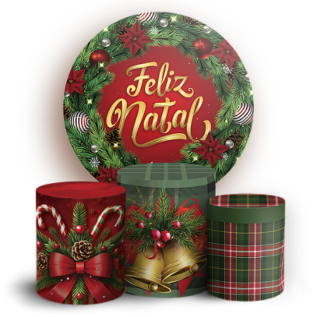Capas Painel Redondo e Trio Cilindro Sublimado - Natal