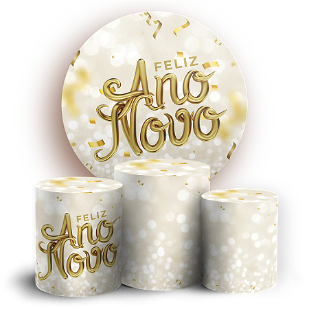 Capas Painel Redondo e Trio Cilindro Sublimado - Ano Novo