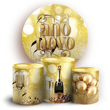 Capas Painel Redondo e Trio Cilindro Sublimado - Ano Novo